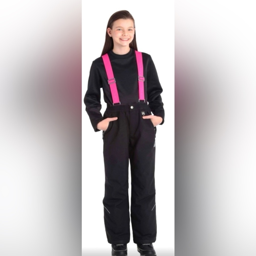 Gerry Kids Black Snowpants Hot Pink Removable Overall Straps Suspenders